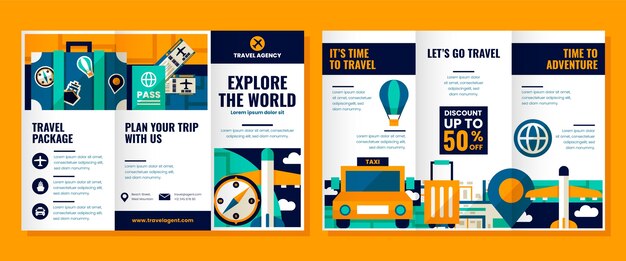 Flat travel agency brochure template