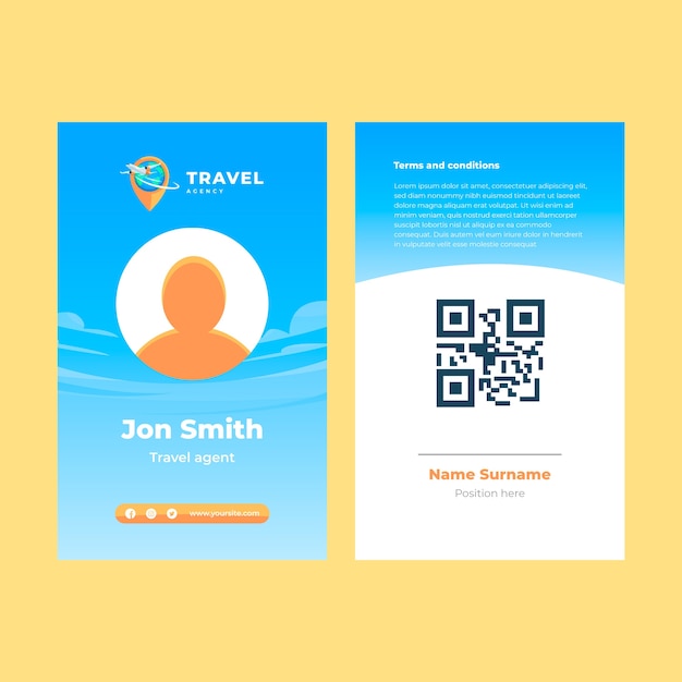 Flat travel agency id card template