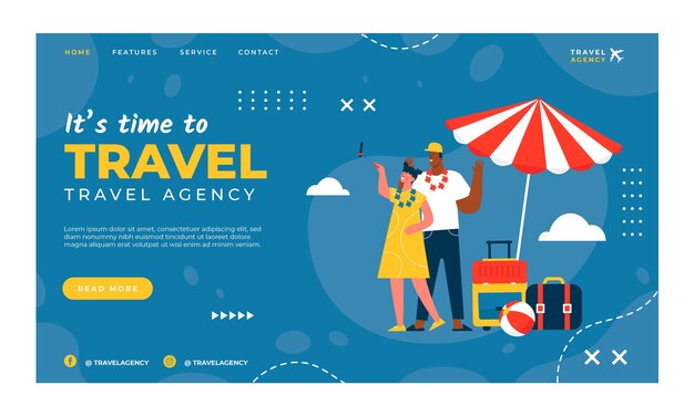 flat travel agency landing page template