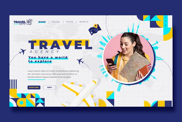 Free vector flat travel agency landing page template