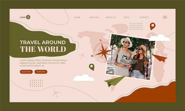 Flat travel agency landing page template