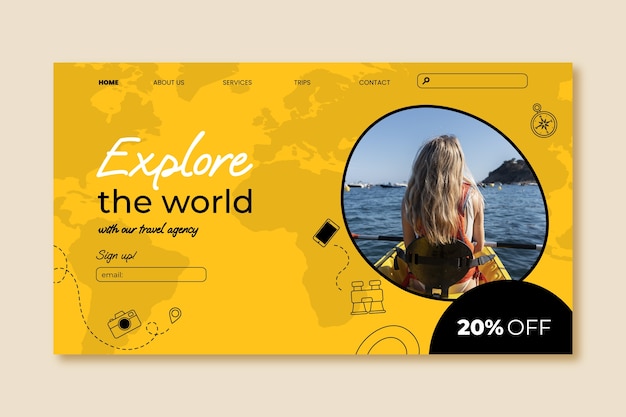 Flat travel agency landing page template