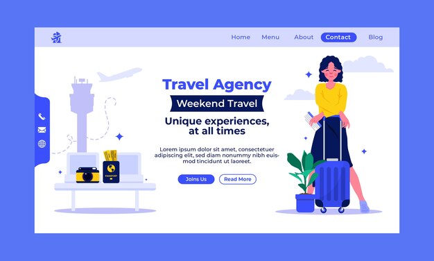 Free vector flat travel agency landing page template