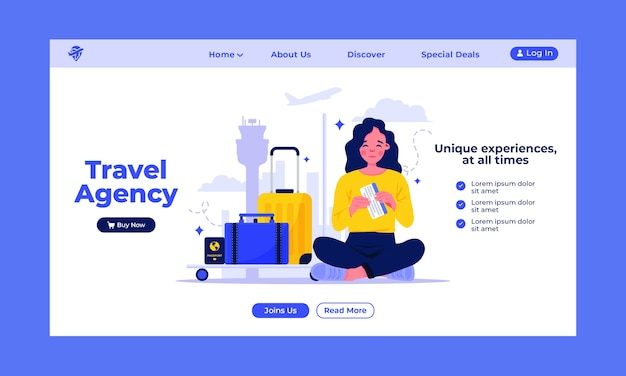 Шаблон целевой страницы плоского туристического агентства