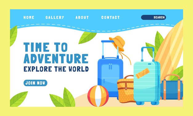 flat travel agency landing page template