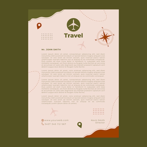 Free vector flat travel agency letterhead template