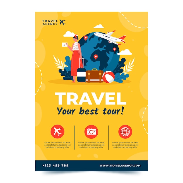 Flat travel agency poster template