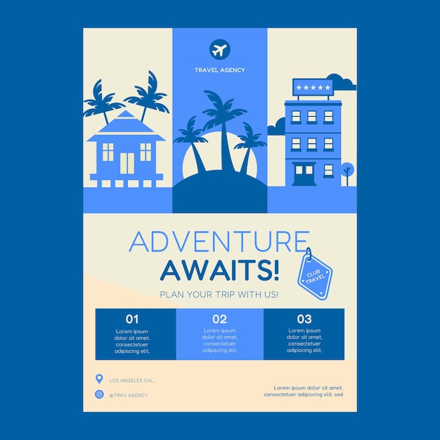 Flat travel agency poster