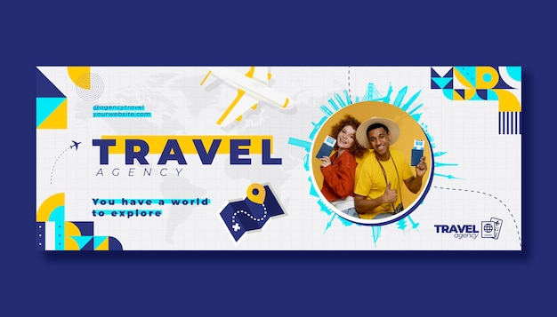 Flat travel agency social media cover template