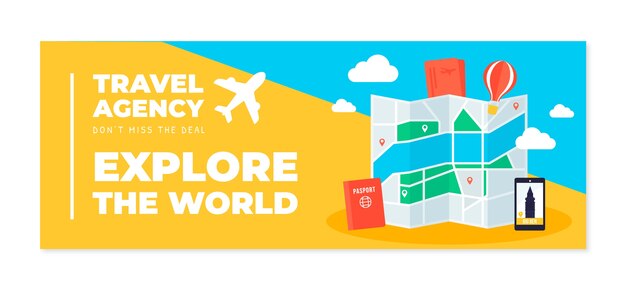 flat travel agency social media cover template