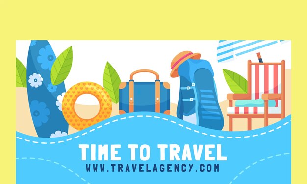 flat travel agency social media promo template