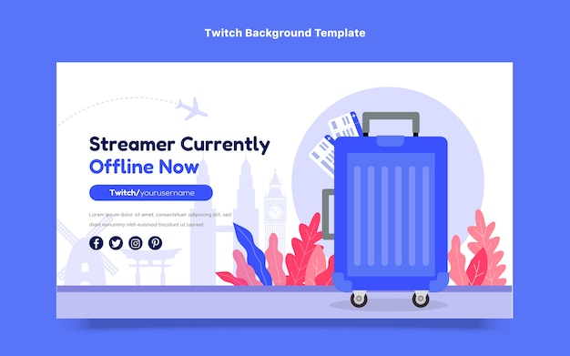 Free vector flat travel agency twitch background