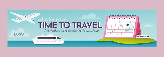 Flat travel agency twitch banner