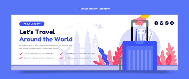 Flat travel agency twitter header