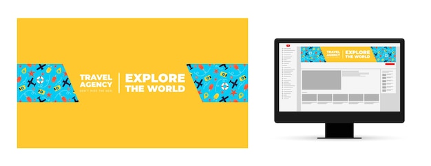 Flat travel agency youtube channel art