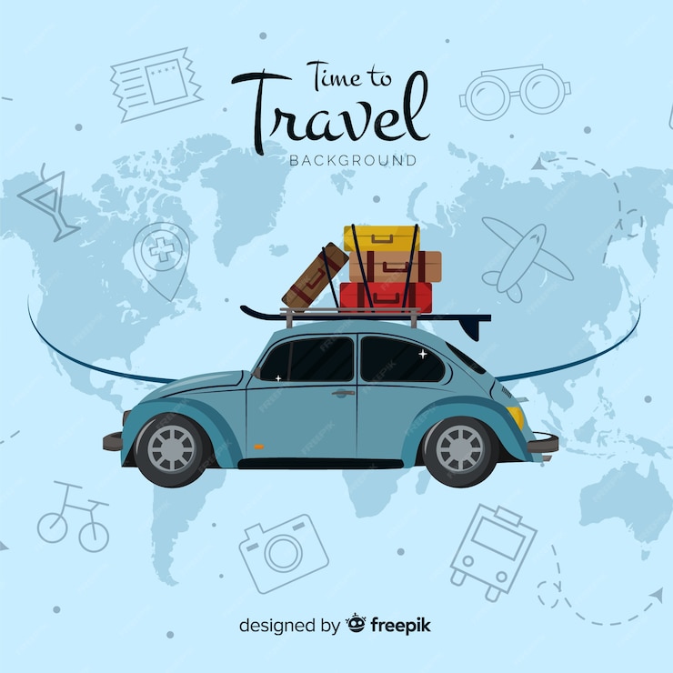  Flat travel background Premium Vector