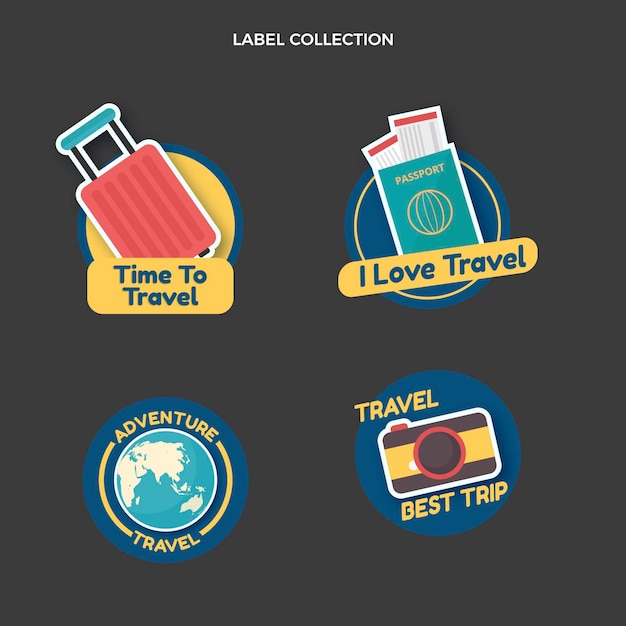 Flat travel badges collection