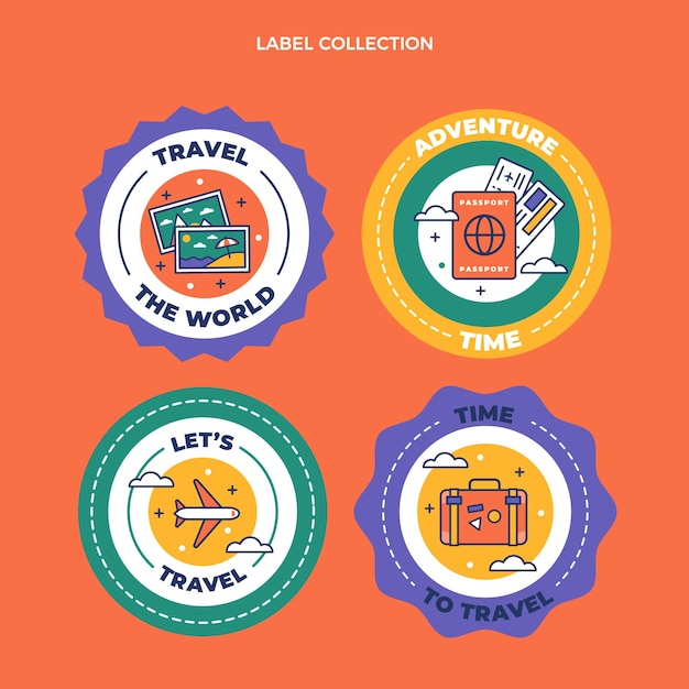 Flat travel badges collection