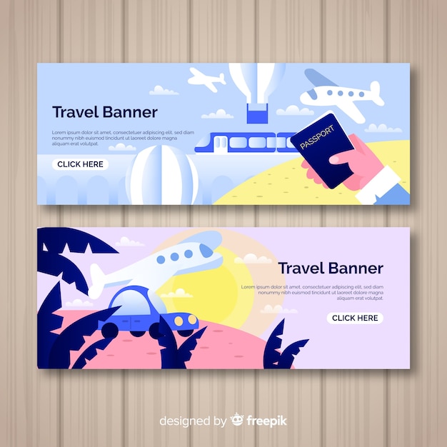 Free vector flat travel banner template