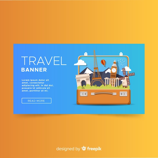 Free vector flat travel banner template