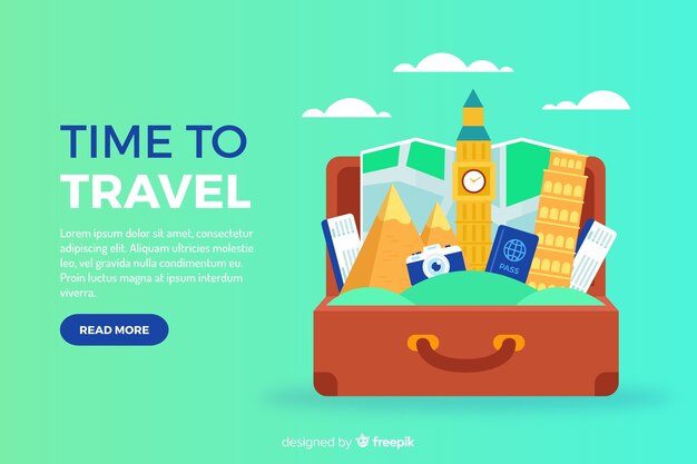 Flat travel banner with suitcase