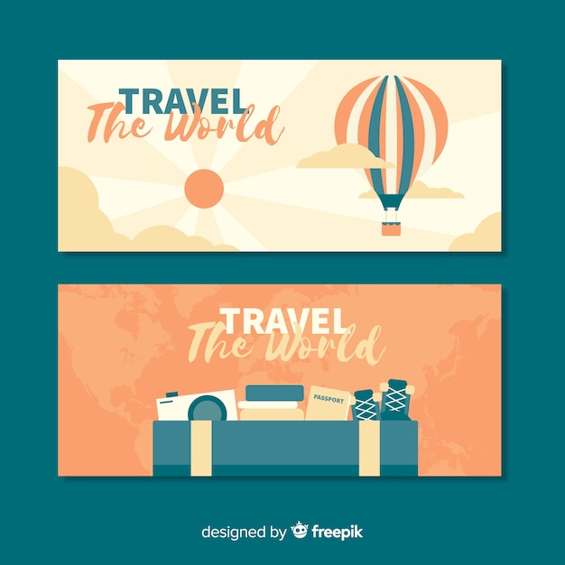 Flat travel banner