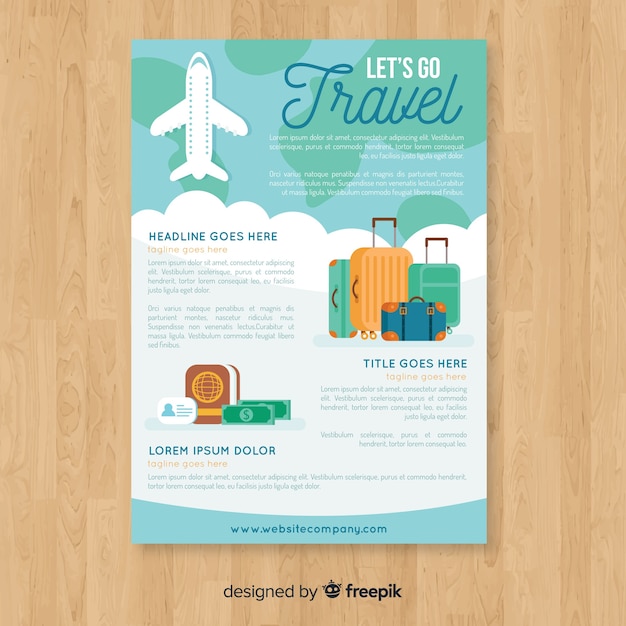 Flat travel brochure template