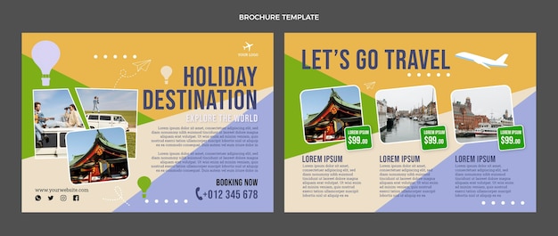 Бесплатное векторное изображение Плоский шаблон туристической брошюры