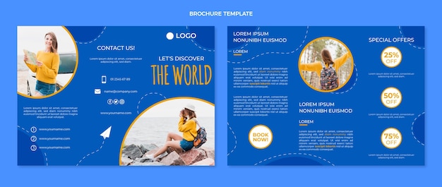 Free vector flat travel brochure template