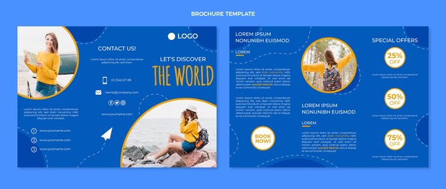 Flat travel brochure template