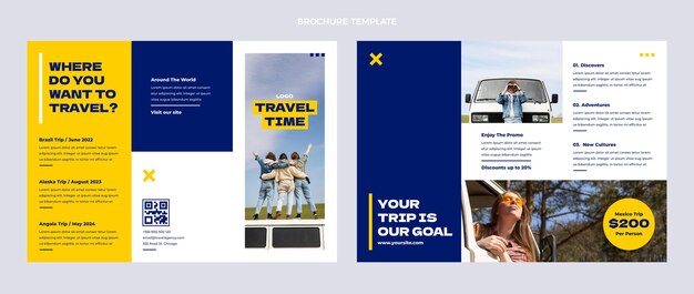 Flat travel brochure template