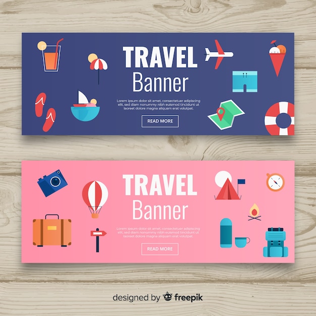 Free vector flat travel element banner template