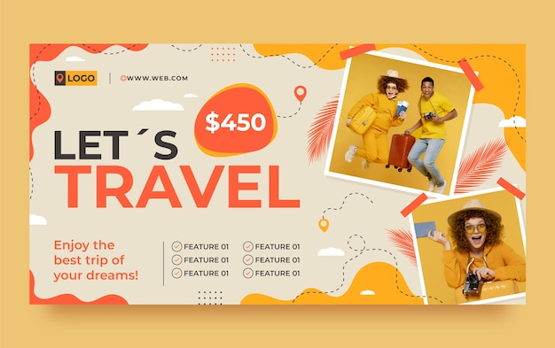 Free vector flat travel and exploration social media post template