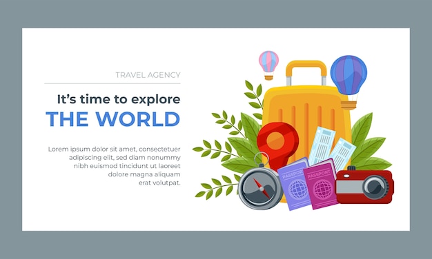 Free vector flat travel and exploration social media promo template