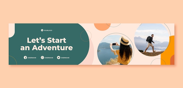 Free vector flat travel and exploration twitch banner template