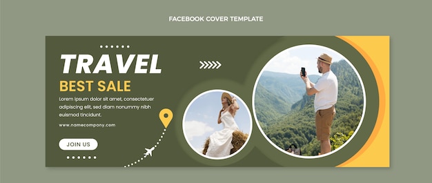 Flat travel facebook cover template