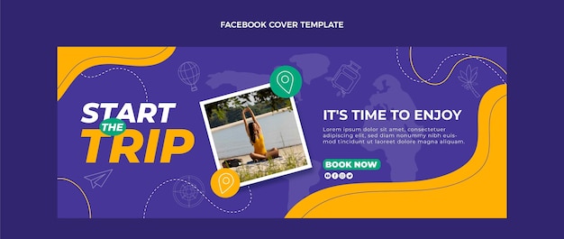 Free vector flat travel facebook cover template