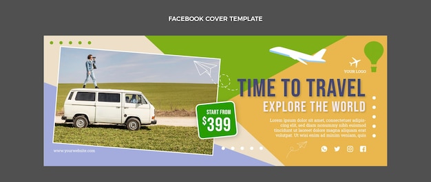 Free vector flat travel facebook cover