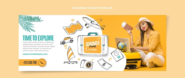 Free vector flat travel facebook cover