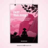 Free vector flat travel flyer template with adveture style