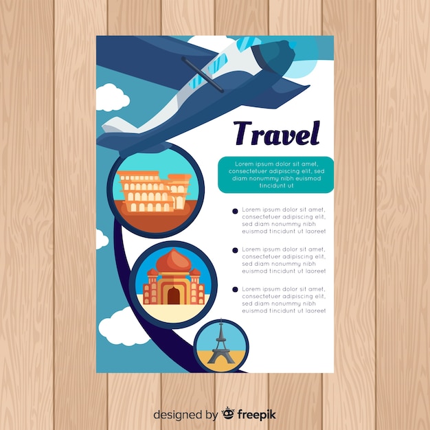 Flat travel flyer template