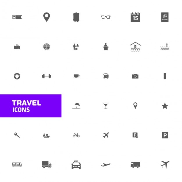 Бесплатное векторное изображение Плоский travel icon set