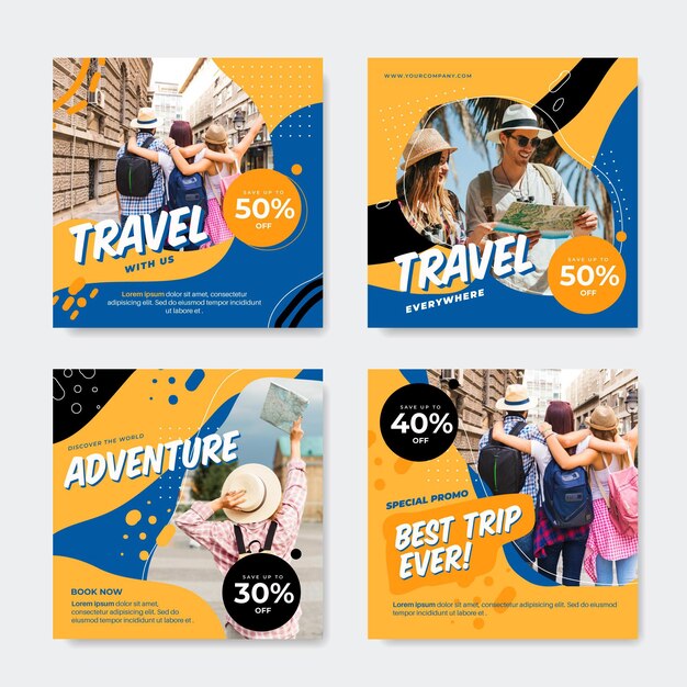 flat travel instagram post collection