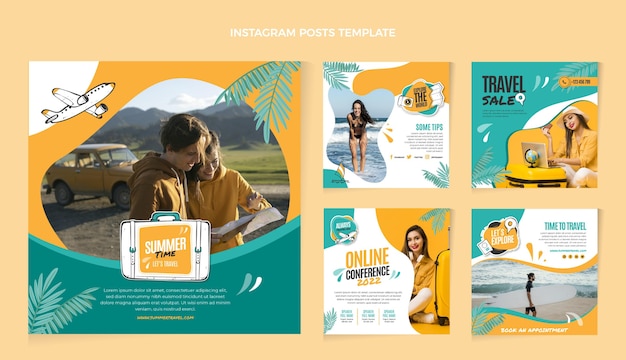 Free vector flat travel instagram post