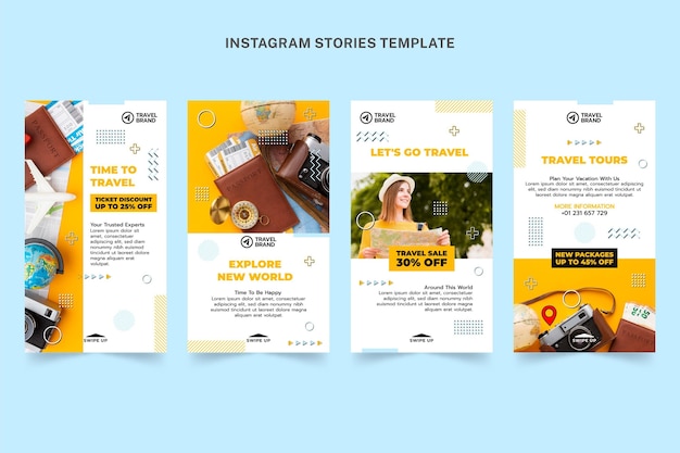 Flat travel instagram stories template