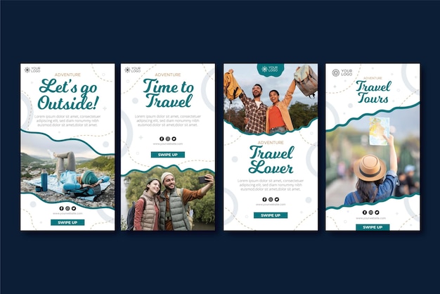Flat travel instagram story collection
