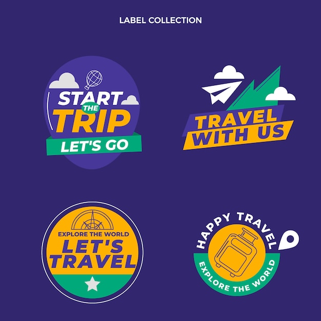 Flat travel label set