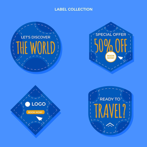 Flat travel labels collection