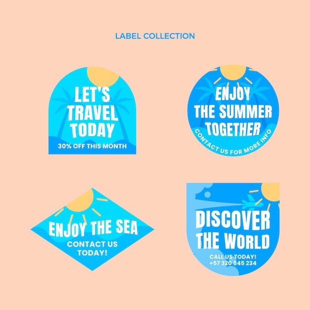 Flat travel labels collection