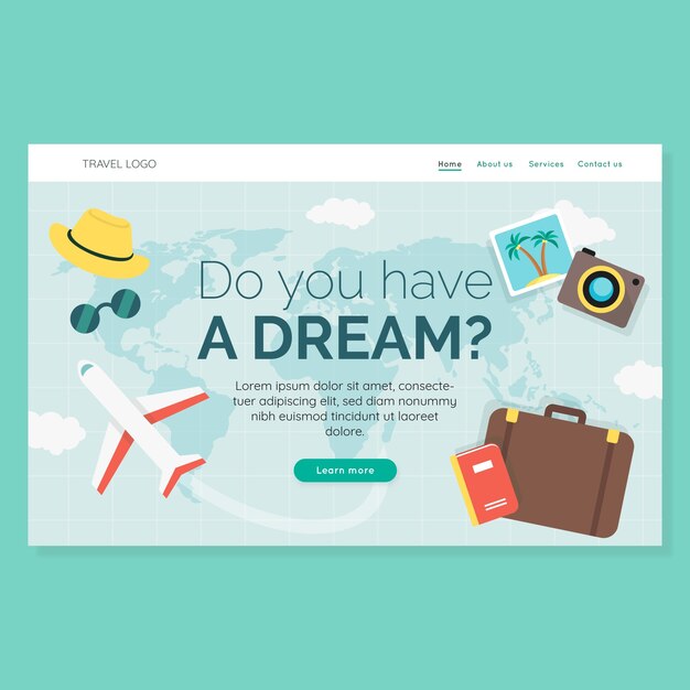 flat travel landing page template